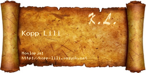 Kopp Lili névjegykártya